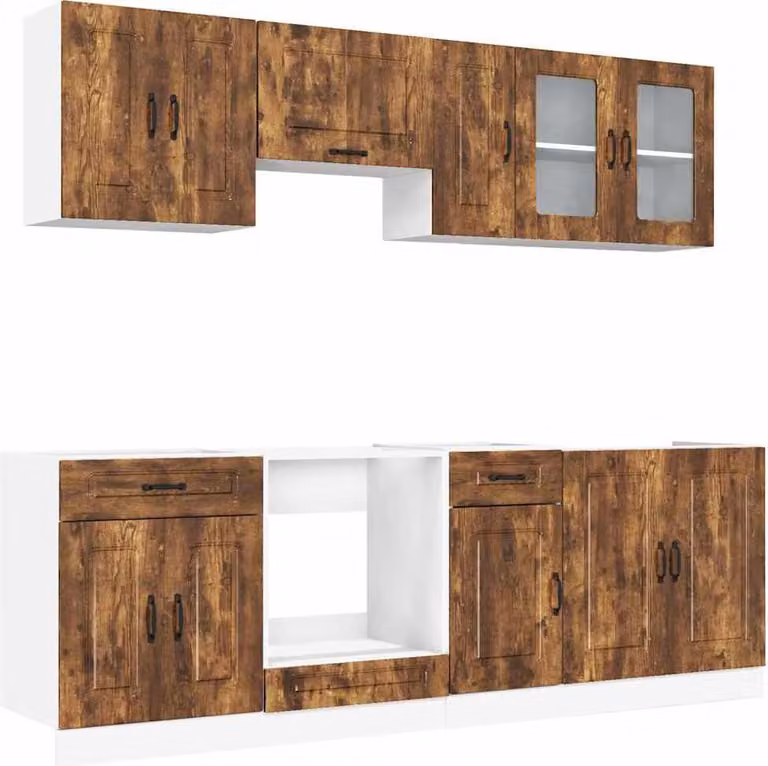 Set Mobili da Cucina 8 pz Kalmar Rovere Fumo Legno Multistrato