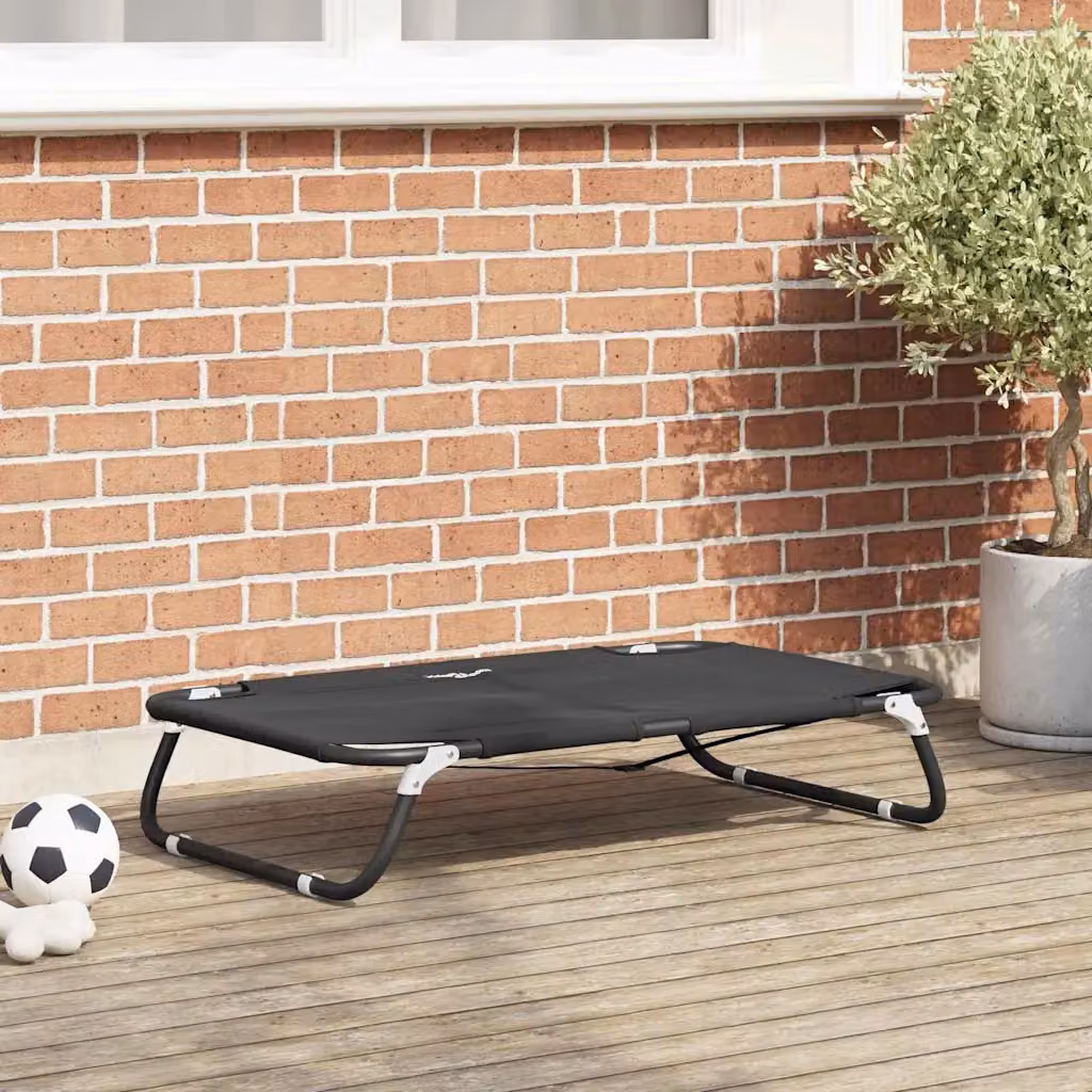 Letto per cani vidaXL in metallo nero con bordo rialzato e base antiscivolo L 90 x P 55 x H 18 cm