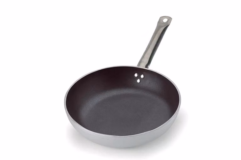 Padella alta in alluminio antiaderente con manico in acciaio inox, spessore 5 mm, diam. 24cm