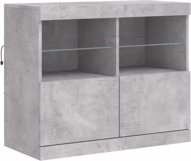 Buffet credenza con cassettiera e luci LED per cucina o soggiorno, grigio, L: 81 cm, P: 37 cm, H: 67 cm