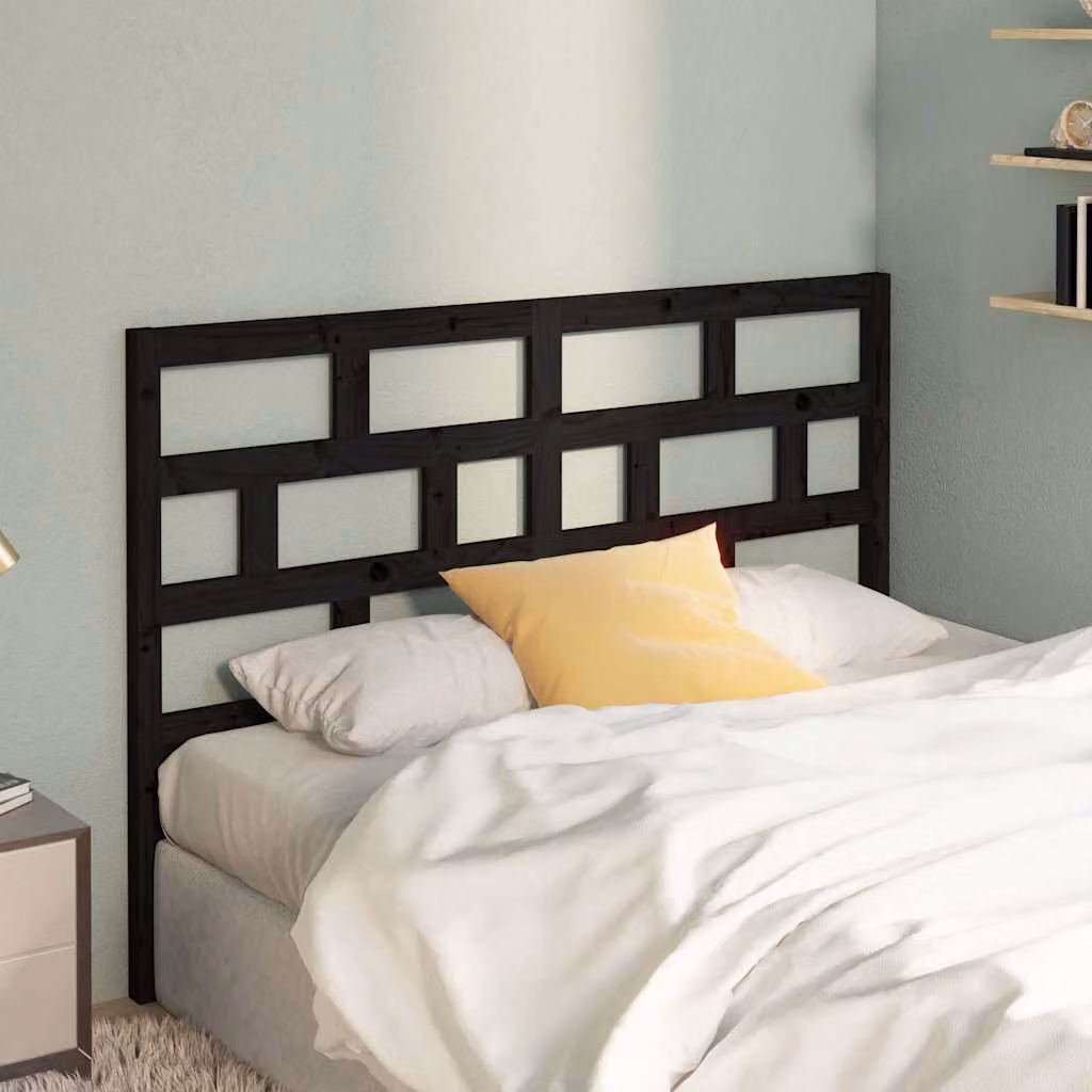 Testiera per letto vidaXL in legno massello di pino nero, stile rustico, L 166 x P 4 x H 100 cm