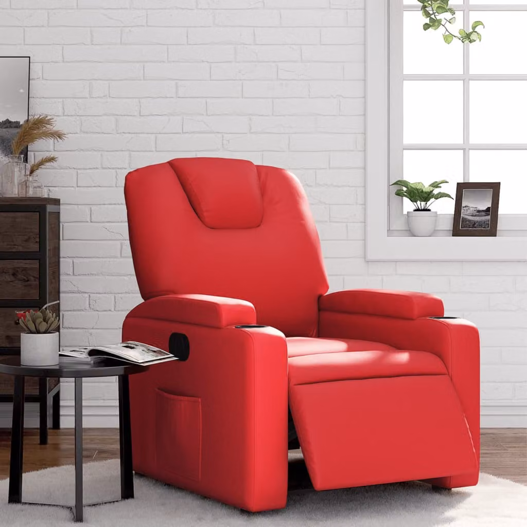vidaXL Poltrona Reclinabile Elettrica Rossa in Similpelle con Braccioli – 1