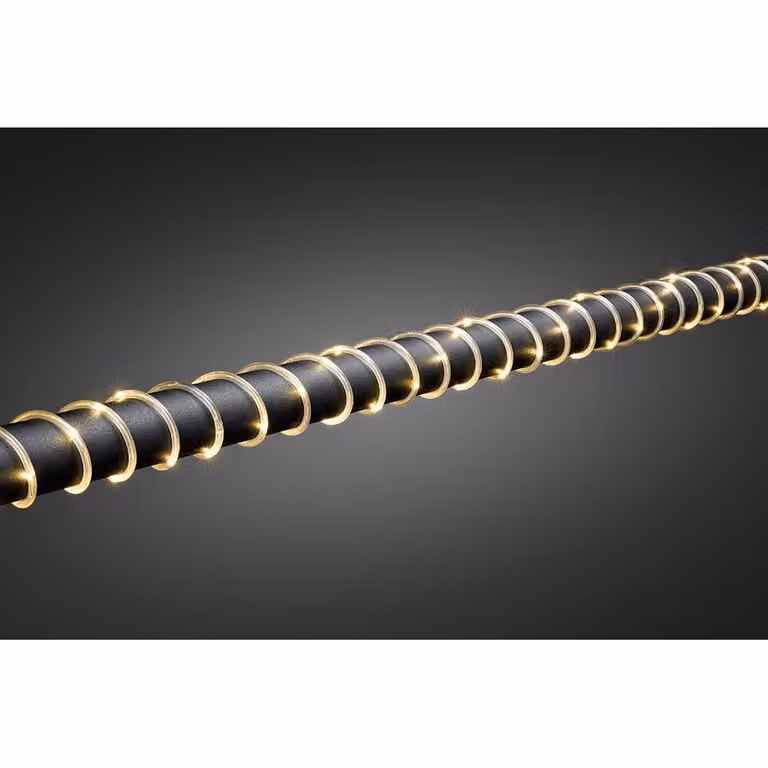 Konstsmide 3773-100 Mini lampada a corda a LED, 5 m, con sensore di luminosità e timer 6h e 9h, 65 diodi bianco caldo, a batteria, per esterni (IP44), cavo trasparente, 2 x D 1,5V (escl.)
