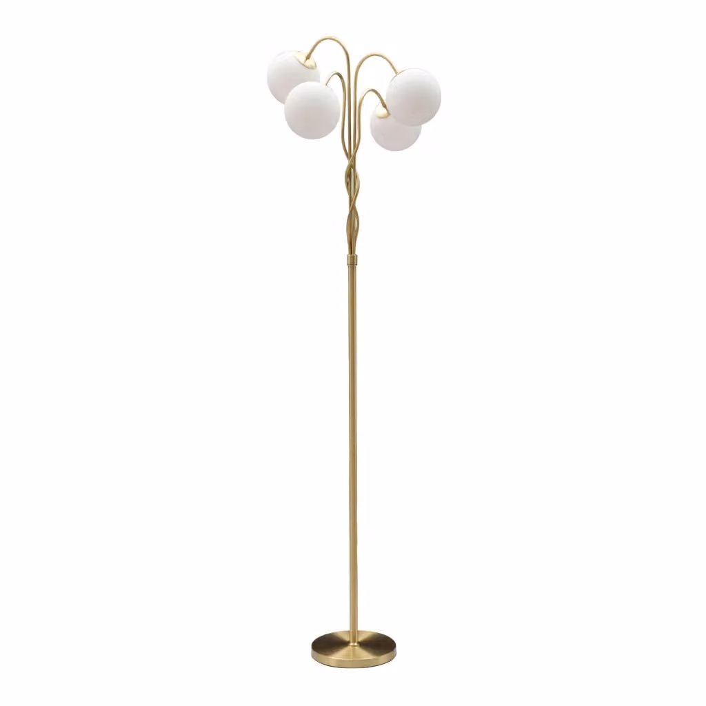 Lampada da terra Famani in metallo e vetro, colore bianco e oro, con 4 lampadine E14 – 2