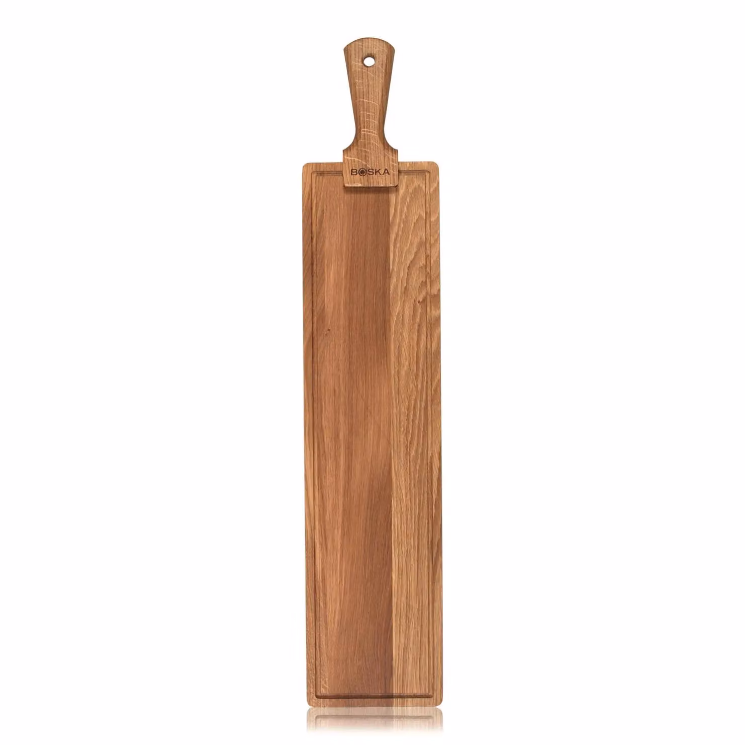 Tagliere da portata rettangolare L in legno di quercia, cm 73,5x15,5x4,5