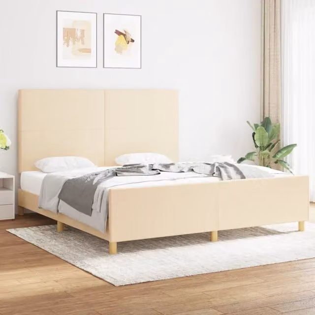 Giroletto senza Materasso-Struttura Letto Crema 180x200 cm in Tessuto 484186