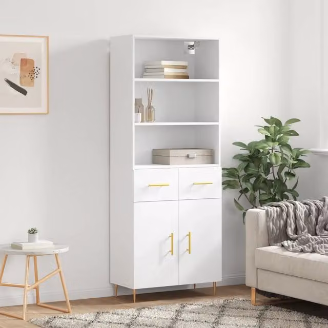 Credenza Buffet Design Mania Bianca per Cucina e Soggiorno L/P/H: 69,5 x 34 x 180 cm – 1