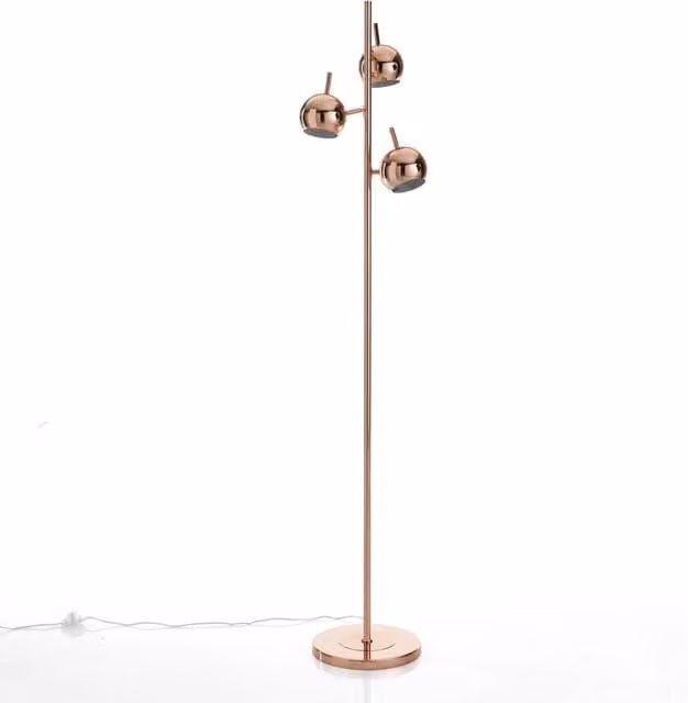 Lampada da terra Artemide in metallo con finitura rame e 3 paralumi regolabili, H: 165 cm, Ø: 27 cm