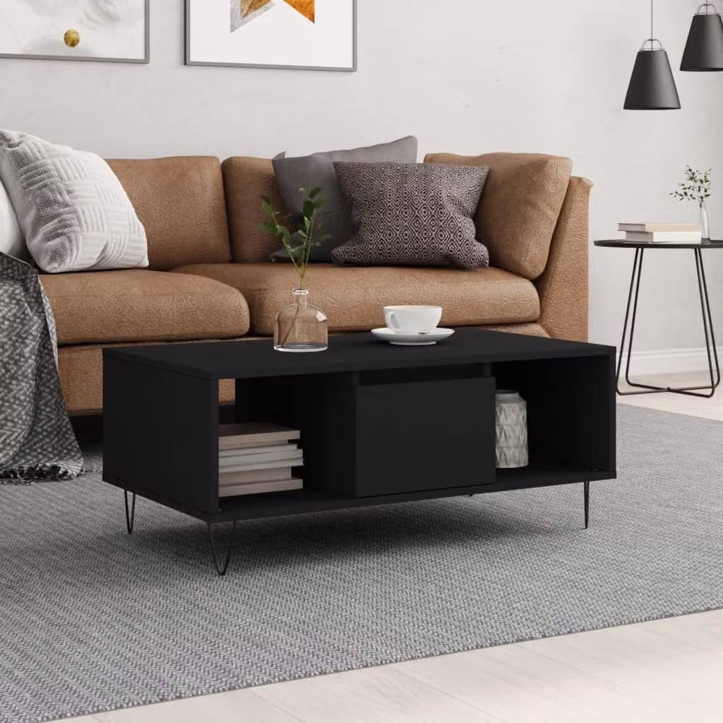 Maison Exclusive - Tavolino nero 90x50x36,5 cm Materiale ligneo