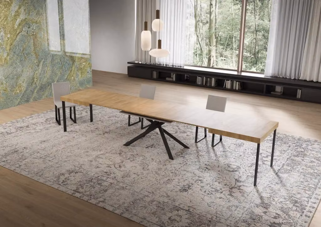 Tavolo allungabile Niketis Bs Com in finitura quercia natura con gambe antracite L/P/H: 160/420 x 90 x 74 cm – 2