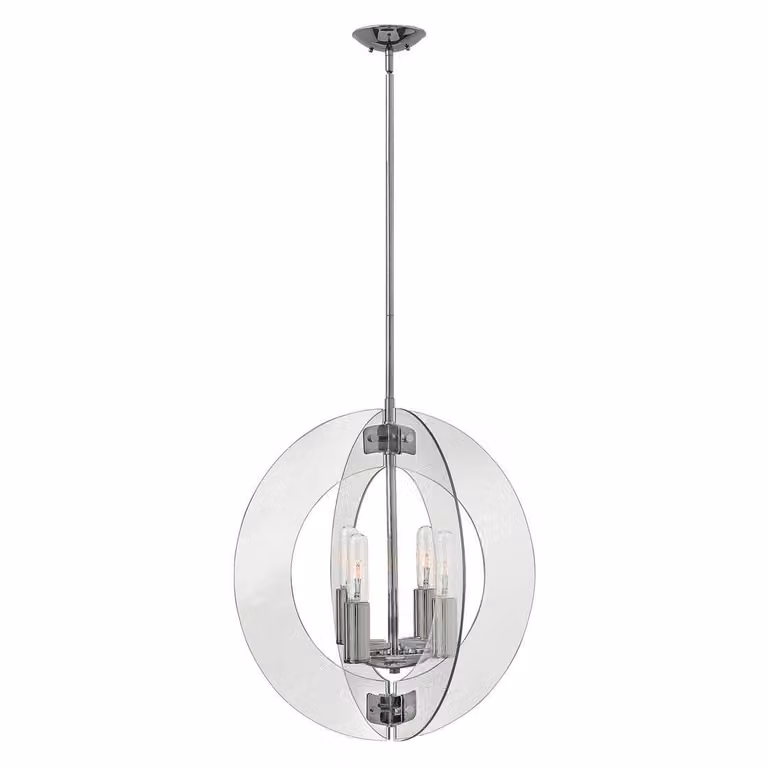 Lampada a sospensione Solstice, cromo lucido, 4xE27x100W, metallo, dimensioni: 162,6x63x63 cm, IP20, Hinkley