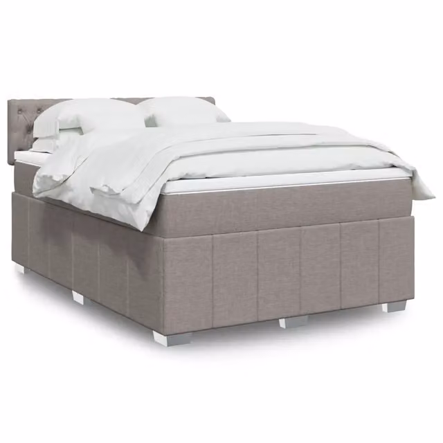 Letto con Giroletto a Molle e Materasso vidaXL in Tessuto, Colore Tortora, L/P/H: 200 x 140 x 100,5 cm