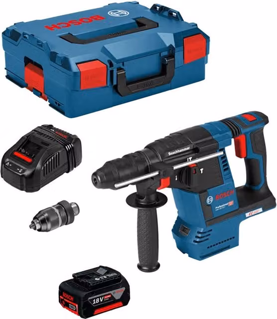 Martello Perforatore Bosch GBH 18V-26 F con Batteria da 5,0 Ah e L-Boxx 136 Blu