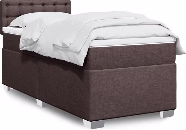Letto a molle con materasso vidaXL in tessuto marrone e bianco, L/P/H: 190 x 90 x 100,5 cm – 1