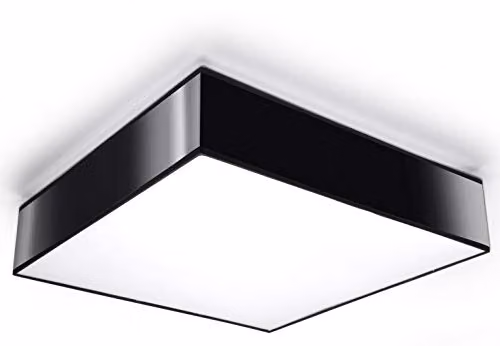 SOLLUX lighting Horus 45 Lampada Da Soffitto Quadrata, Design Minimalista E Moderno, Lampadina E27 (LED) Sostituibile, 1x60 W, Facile Da Pulire, In PVC, 45x45x11 cm, Grigio