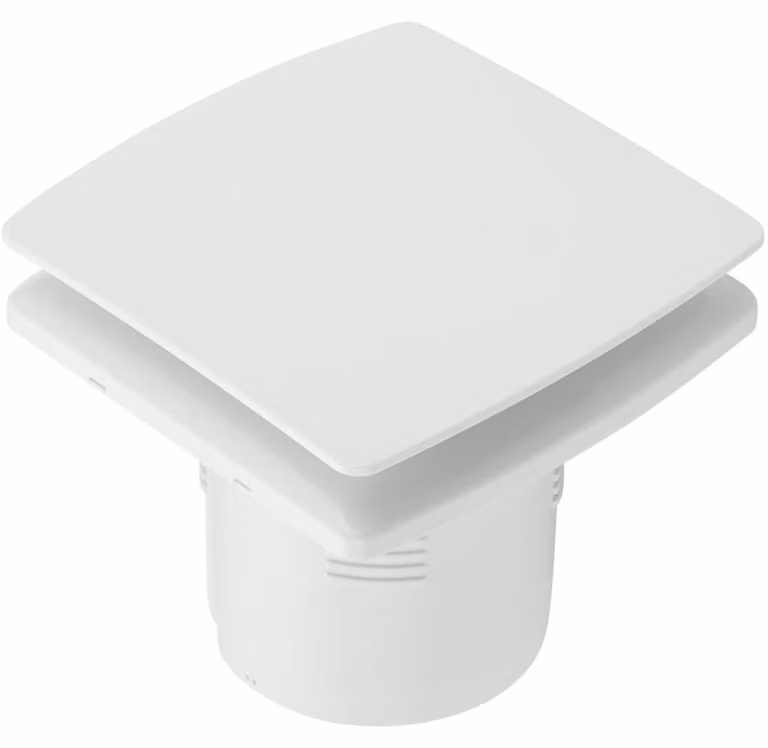 CERANO - Ventilatore assiale da bagno di forma squadrata con sensore di umidità e temporizzatore di spegnimento - 12 W, bocchetta da 100 mm - bianco lucido
