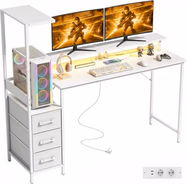 Scrivania Gaming Xylo Bianca con LED RGB e Supporto Monitor