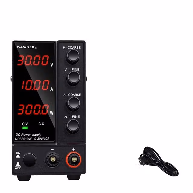 Alimentatore CC regolabile, tensione di uscita 30V, corrente di uscita 10A, display a 4 cifre con indicazione da 0 a 30V e da 0 a 10A