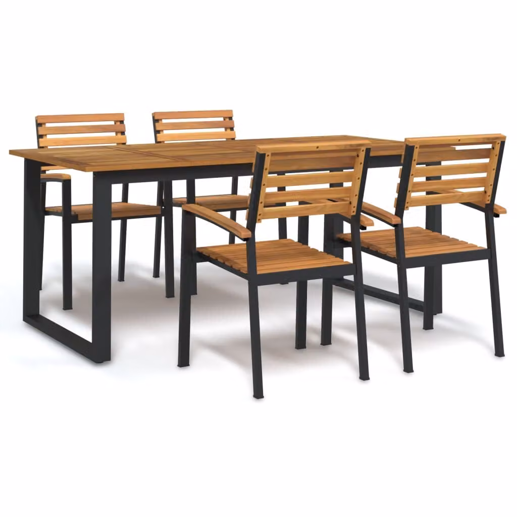 Maison Exclusive - Set da pranzo da giardino a 5 pezzi in legno massello di acacia e metallo