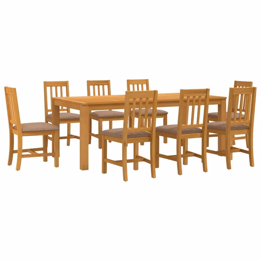 Set da pranzo moderno vidaXL in legno di quercia composto da 9 pezzi, tavolo rettangolare e sedie, colori grigio e marrone – 2