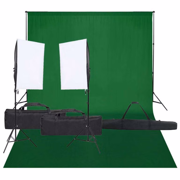 vidaXL Set per studio fotografico con illuminazione e sfondo