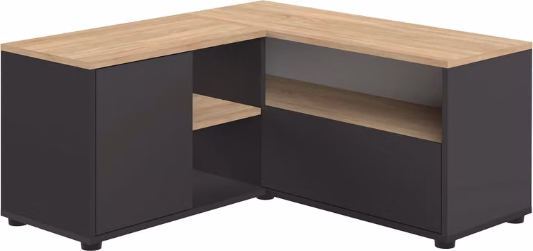 Mobile TV ad angolo - rovere e nero - 90 x 90 x 45 cm