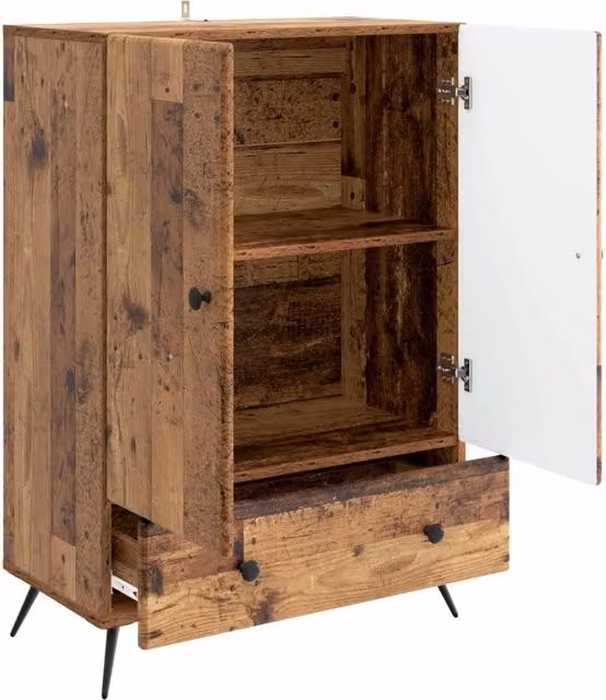 Credenza Buffet in Legno Antico Marrone Design In per Soggiorno e Sala da Pranzo L: 66 cm, P: 34,5 cm, H: 95 cm
