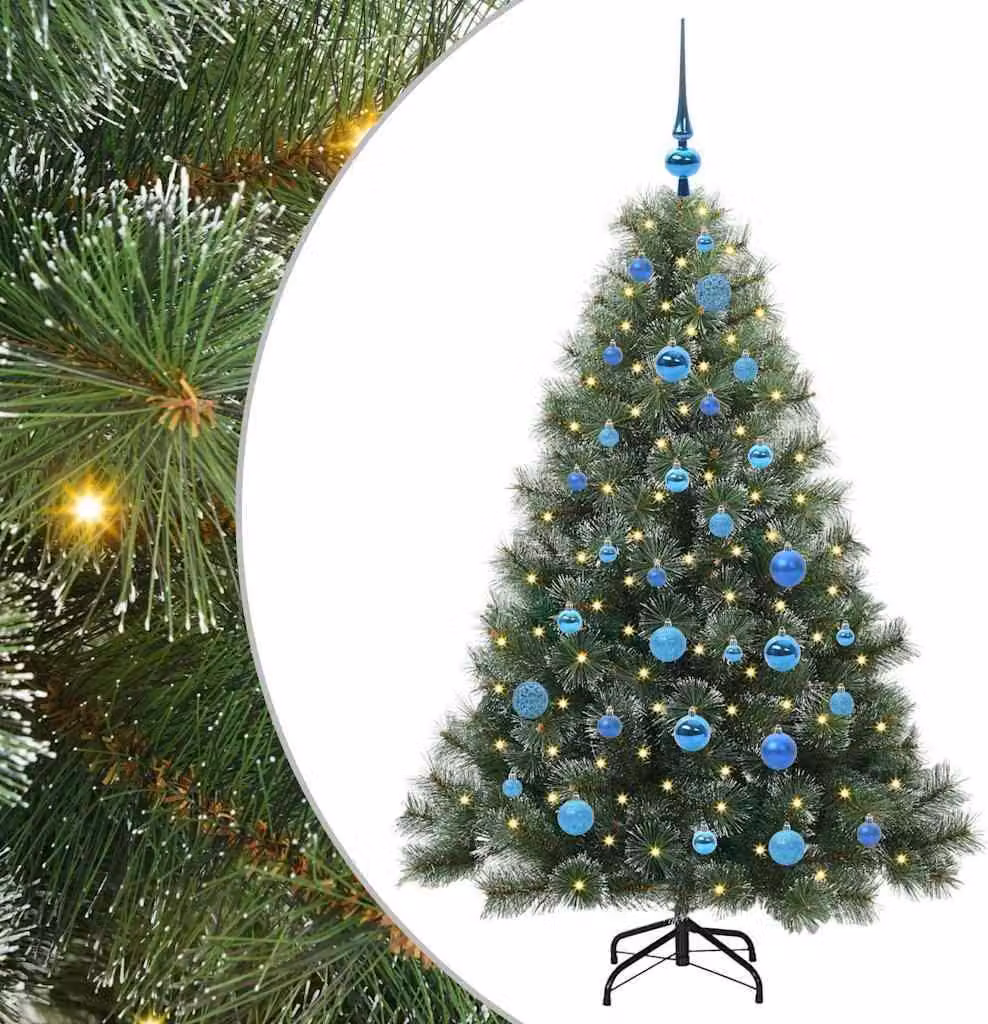 Albero di Natale artificiale con 150 LED Verde 150 cm PE e PVC