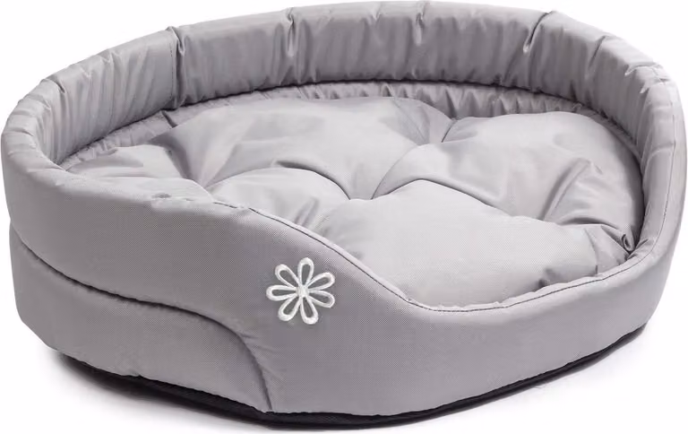 Letto per cani BOUTIQUE ZOO | Cuscino ovale per cani o gatti | Letto per cani antigraffio con cuscino | Poliestere lavabile Grigio L