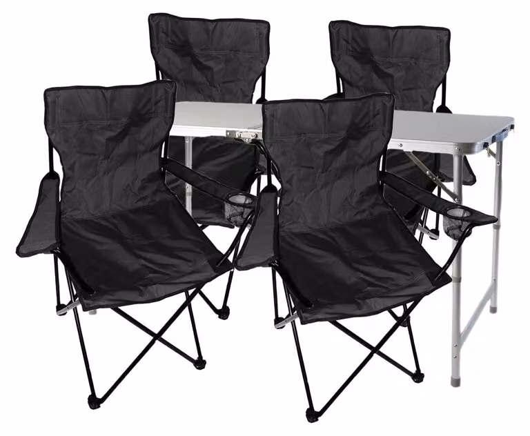 set di mobili da campeggio 5 pezzi nero