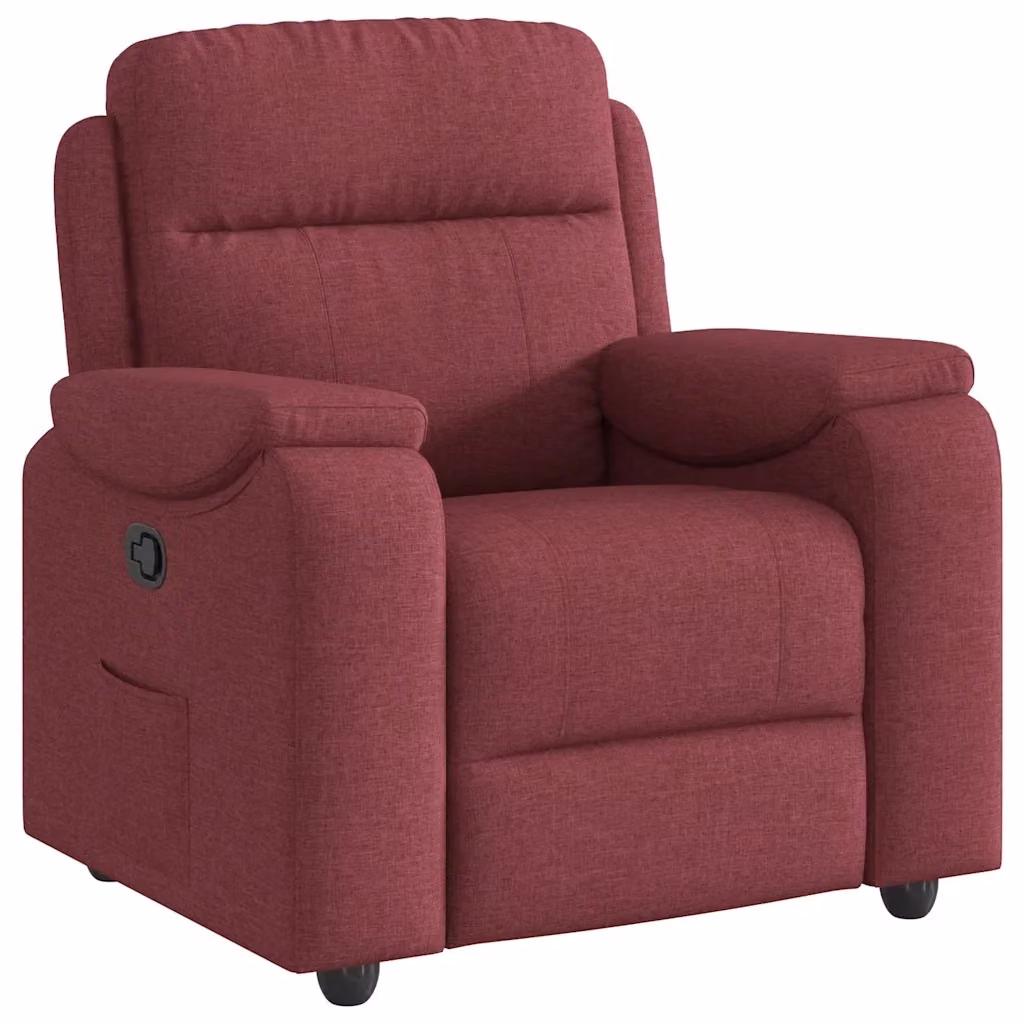 Poltrona Reclinabile Relax vidaXL in Tessuto Rosso con Braccioli e Regolazione Manuale – 2