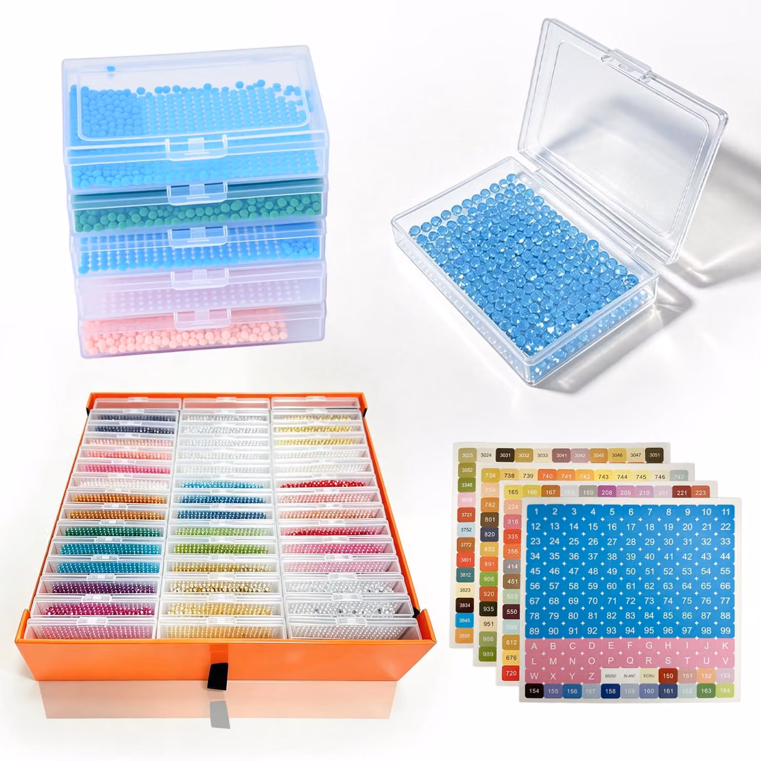 Set di contenitori trasparenti, 45 pezzi, con coperchio, ideali per organizzare hobby creativi