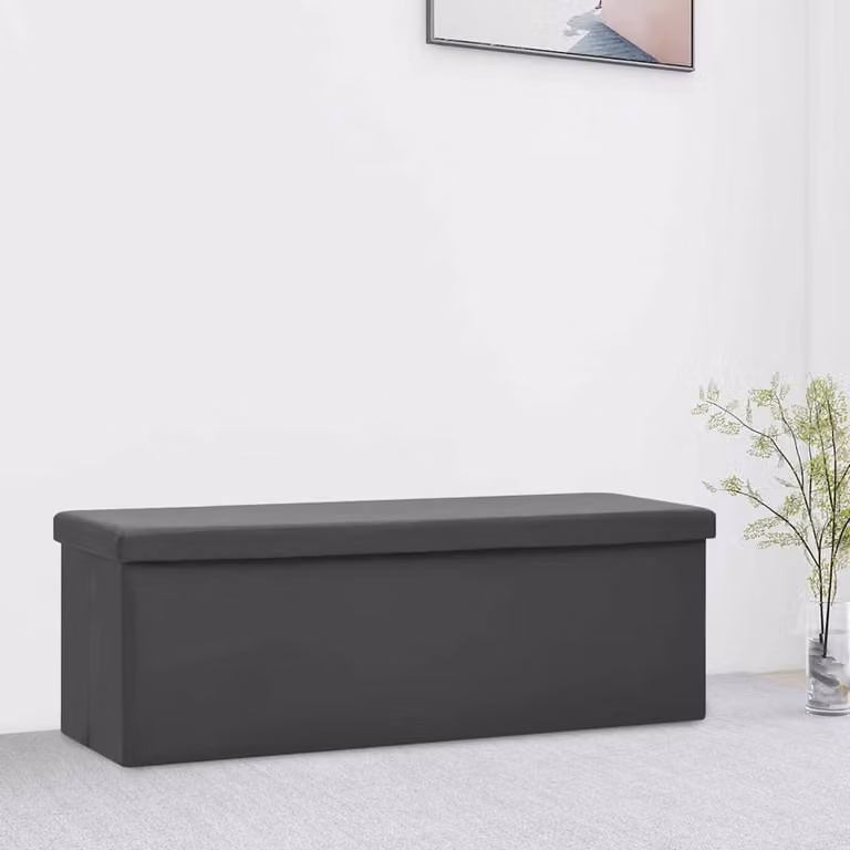 vidaXL Panca Portaoggetti Moderna Grigia con Rivestimento in Finta Pelle