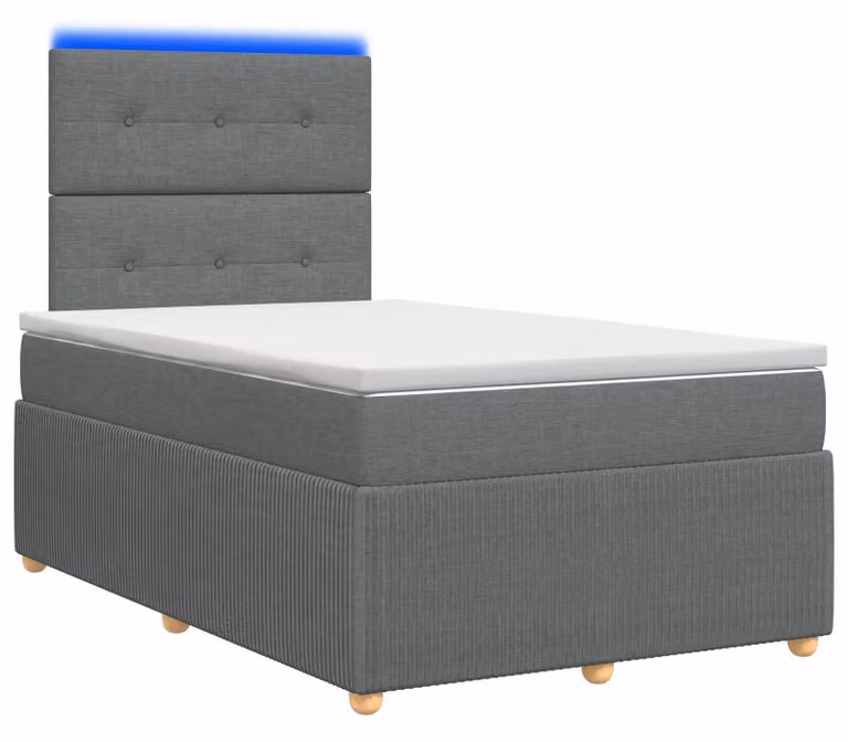 Letto boxspring LED con materasso grigio scuro 120 x 190 cm tessuto