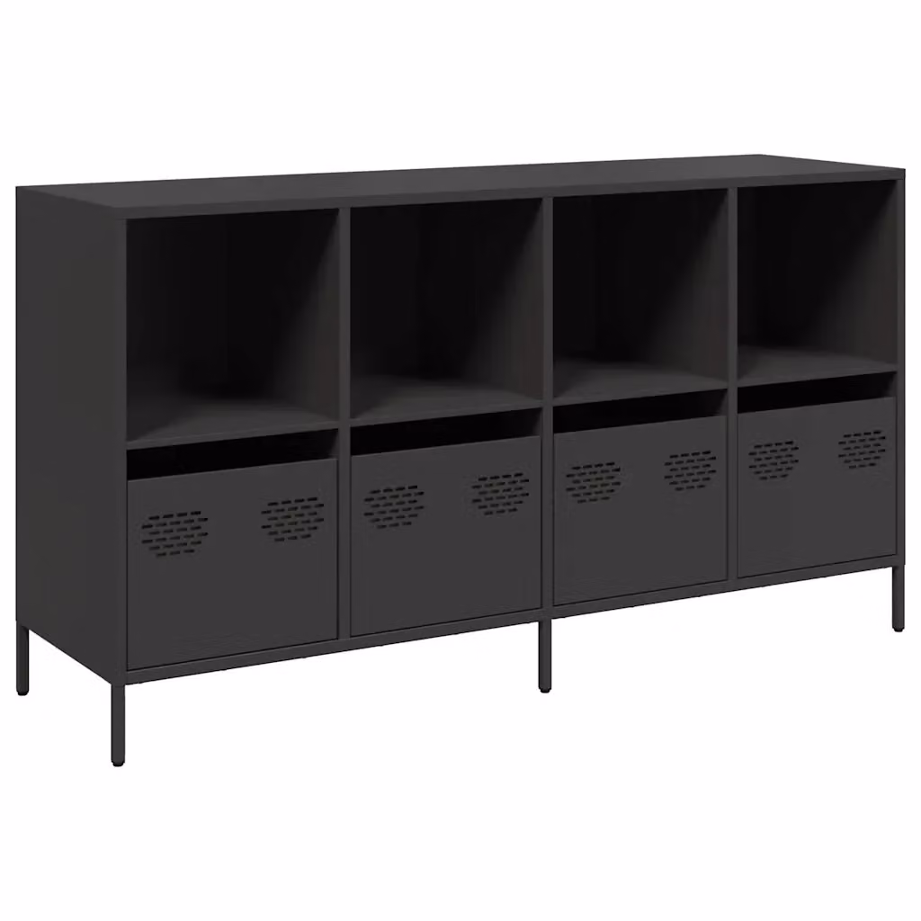 vidaXL Credenza Moderna in Metallo Nero Opaco L: 135 cm, P: 39 cm, H: 73,5 cm – 2
