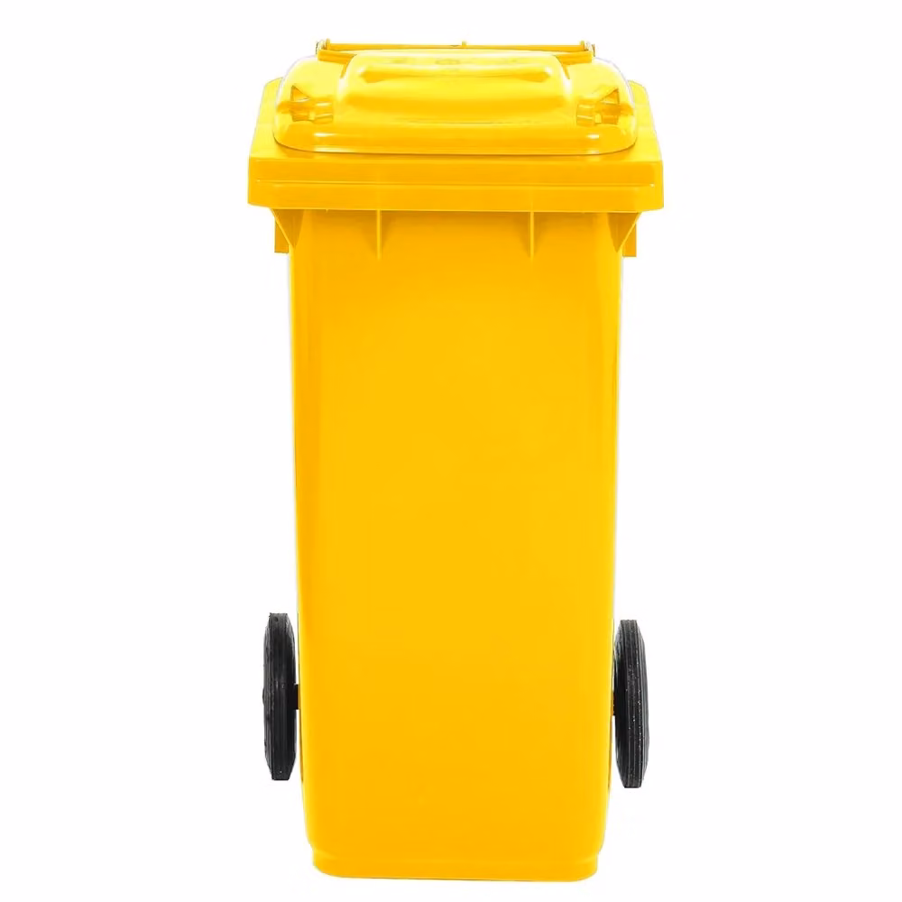 Bidone per raccolta differenziata carrellato Mobil Plastic da 240 litri con pedale e anello, colore giallo – 2