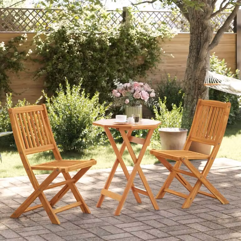 Maison Exclusive - Set Bistrò Pieghevole 3pz in Legno Massello di Acacia
