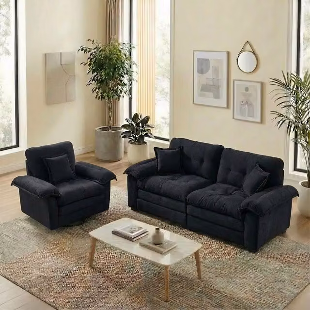 Set Divano 2 Pezzi ¨C Minimal ¨C Tessuto chenille cuscini imbottito