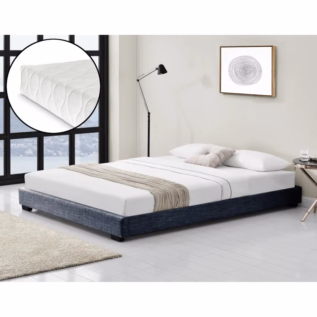Letto Matrimoniale Corium con Struttura Imbottita e Materasso in Schiuma Fredda Anallergica, Rivestimento in Tessuto, L 180 x P 200 cm, Grigio Scuro – 2