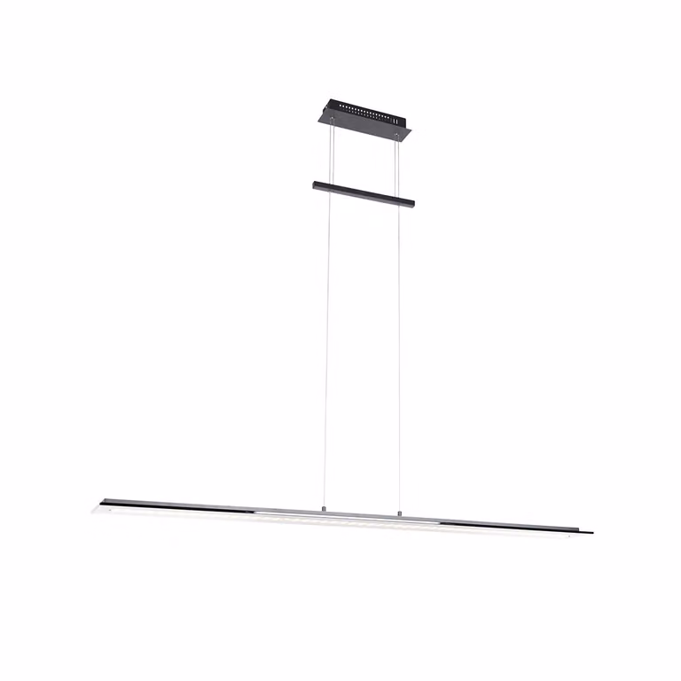 Lampada a sospensione LED Fischer & Honsel, 27,3W, luce bianca regolabile, dimmerabile, vetro fumé parzialmente satinato, finitura sabbia nera, modello 60865