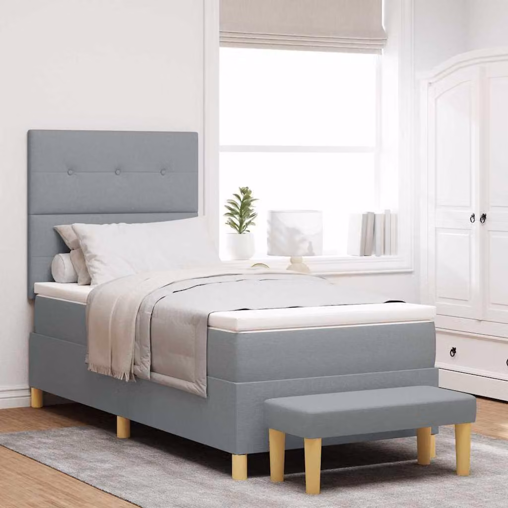 Maison Exclusive - Letto boxspring con testiera grigio chiaro 200 x 80 cm in tessuto