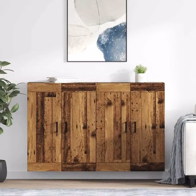 Set di 2 mobili a muro moderni vidaXL in legno marrone con ante a battente e ripiani interni L/P/H: 69,5 x 34 x 90 cm – 1