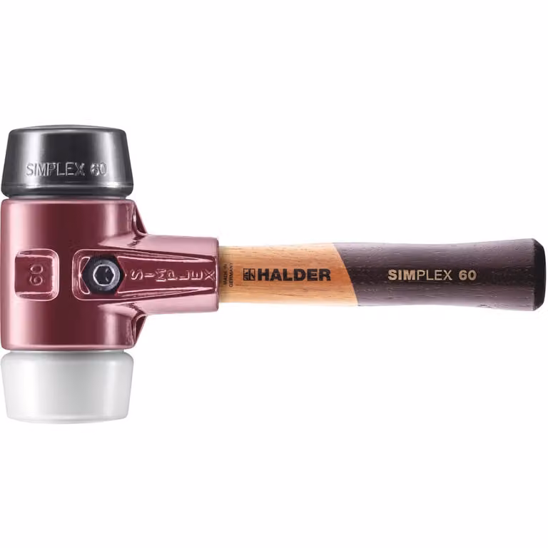Mazza SIMPLEX soft-face, composizione gomma / superplastica; con alloggiamento in ghisa malleabile e manico in legno extra corto di alta qualità | D=60 mm / design del manico=extra corto | 3027.062