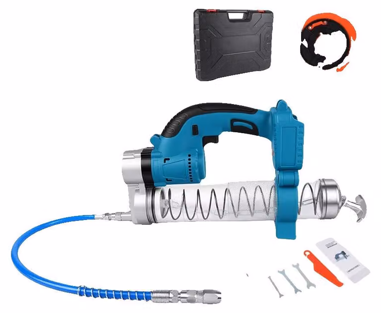 Pistola per grasso elettrica, pressione massima di 10000 PSI, potenza di 960W, motore brushless, custodia in plastica portatile, design ergonomico dell'impugnatura