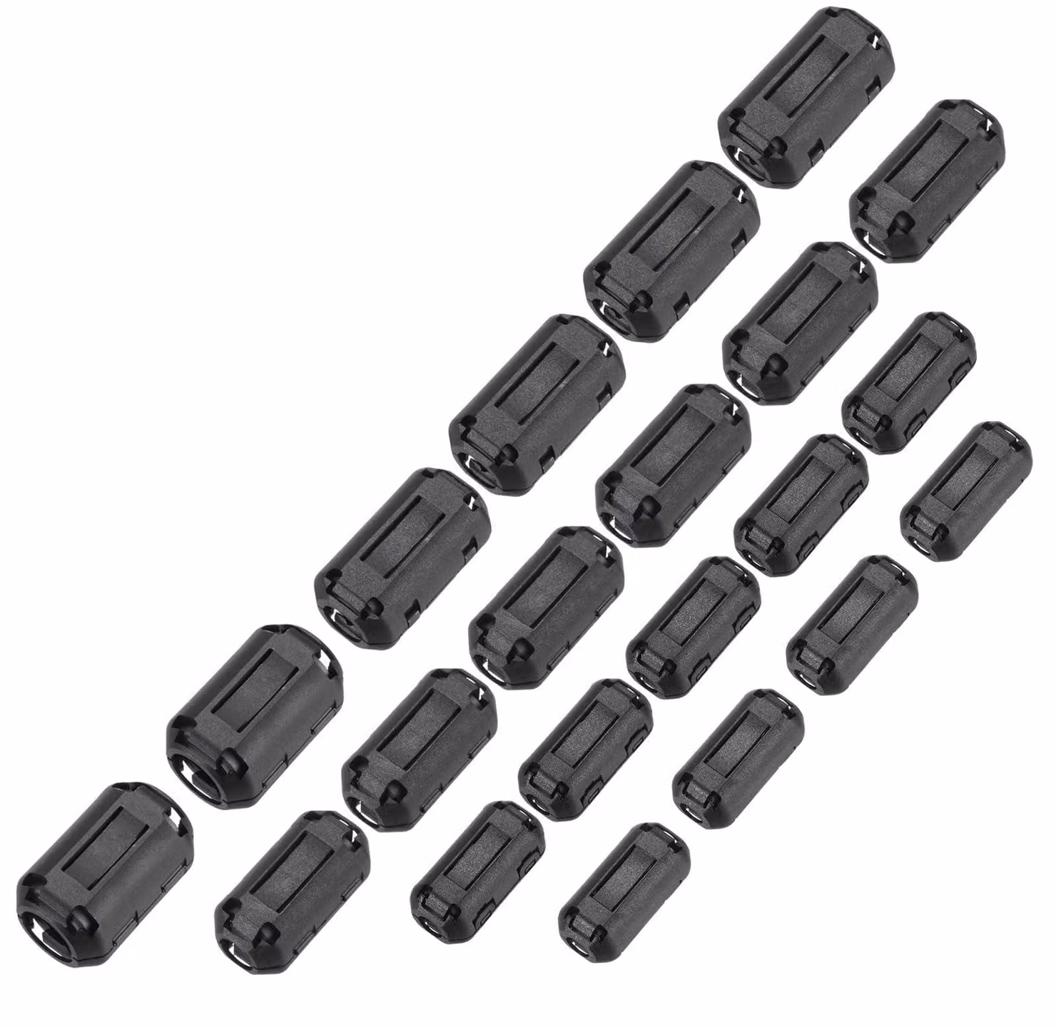 Set di 22 anelli ferromagnetici a clip, 5 dimensioni, da 3,5 a 13 mm, colore nero