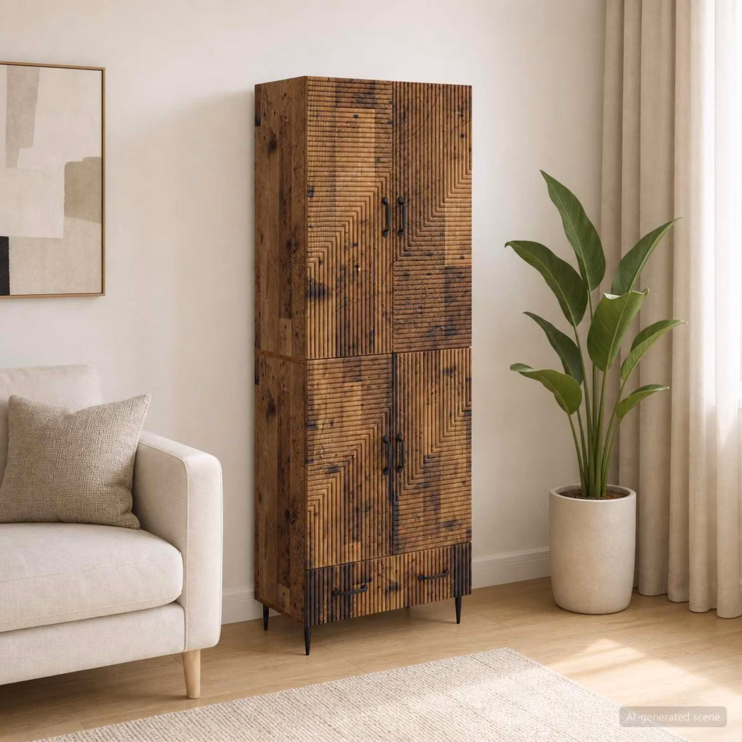 Set di 2 armadi moderni vidaXL in legno marrone con ante scorrevoli, ripiani e cassetti interni