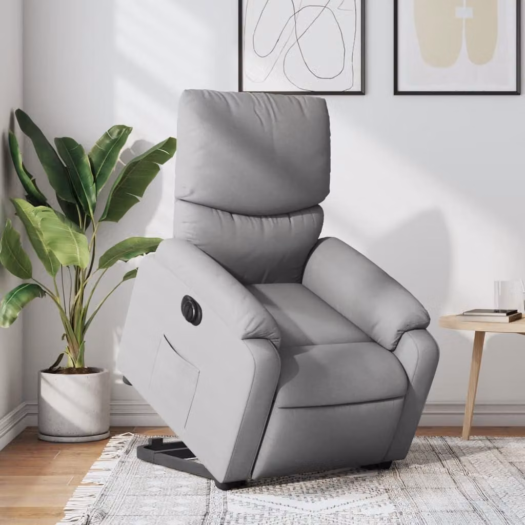 Poltrona Reclinante Alzapersona Elettrica vidaXL Grigio con Braccioli e Funzione di Assistenza al Sollevamento – 1