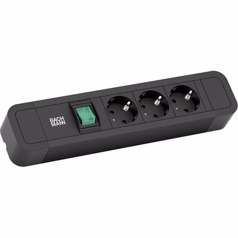 BACHMANN PRIMO2 ciabatta 3x contatto di terra, alluminio, interruttore, nero, 2 m