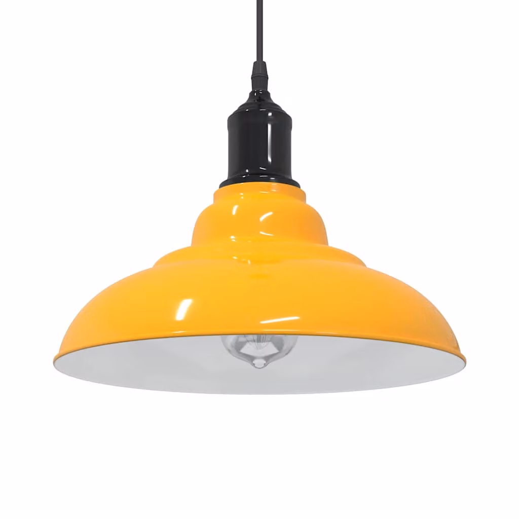 Lampada a sospensione a cupola vidaXL in metallo regolabile, colore giallo o bianco, attacco E27, Ø 31 cm