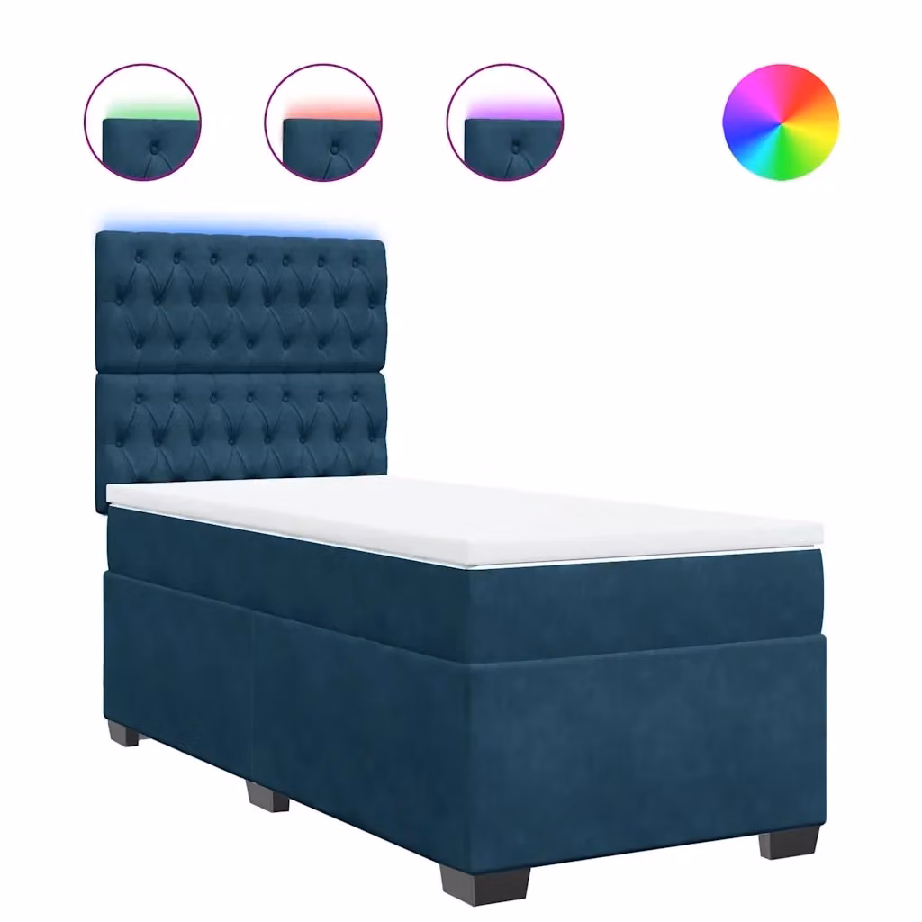 Letto Ibrido con Materasso a Molle Insacchettate vidaXL in Velluto Blu L 200 cm x P 80 cm – 2
